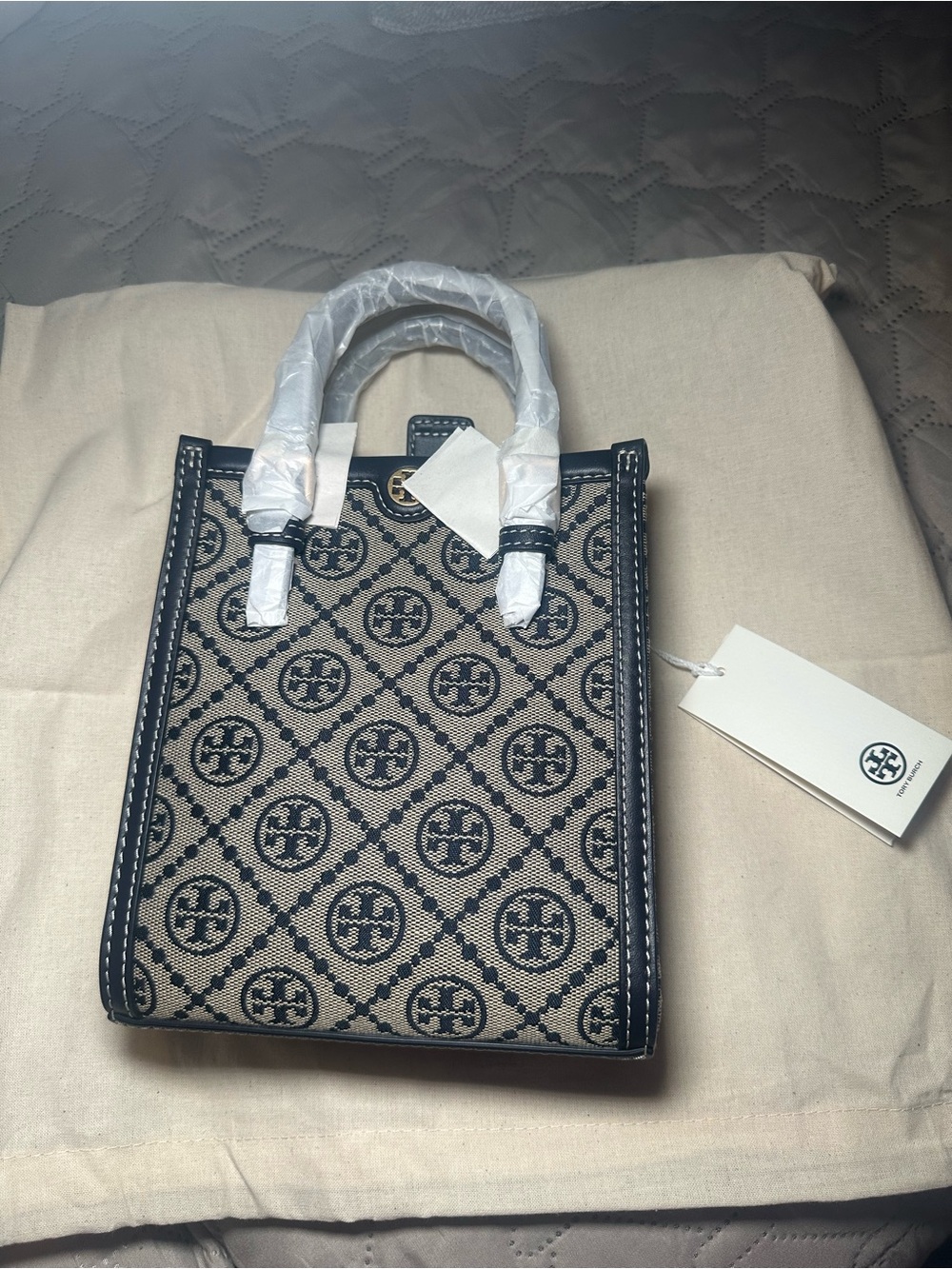 Tory Burch T-Monogram Jacquard Mini Shopper Tote - Picture 8 of 11